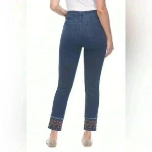 French dressing Suzanne  Decorative boho embroidered Ankle Jean